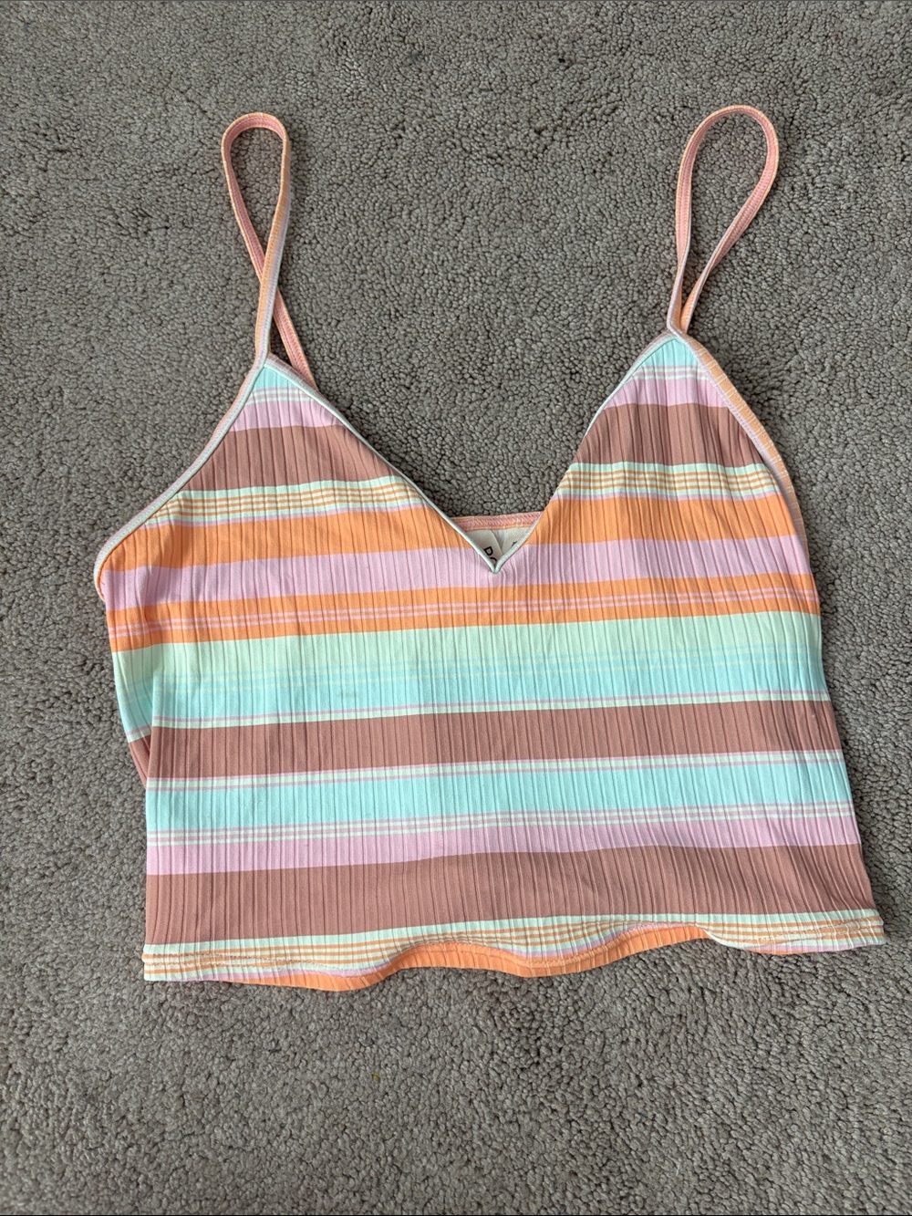 Roxy Pastel Striped Ribbed Cami - Mint, Peach, Pink, Brown